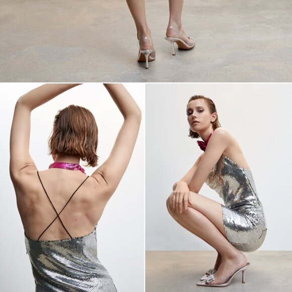MANGO Sequin wrap dress Size L NEW WITH TAG! - Picture 5 of 6